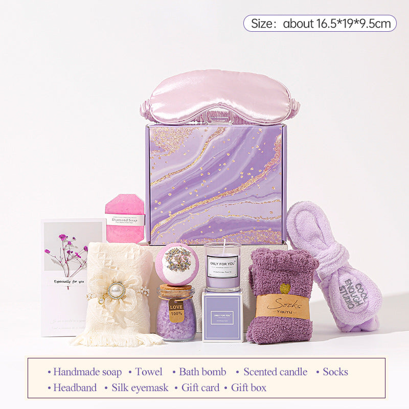 Purple Aromatherapy Candle & Bath Gift Set